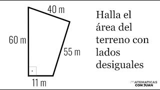 HALLAR LOS METROS CUADRADOS DE UN TERRENO CON CUATRO LADOS DIFERENTES [upl. by Ailedua]