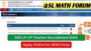 DEE Assam LP UP Teachers Online Apply  Step by Step [upl. by Beret509]