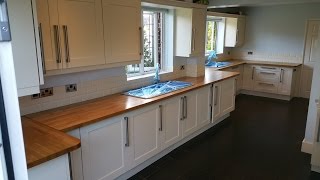 High gloss kitchen worktops  finishing oak kitchen tops in high gloss lacquer [upl. by Earehc842]