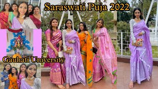 Saraswati Puja 2022  Gauhati University Saraswati Puja  Assamese Vlog [upl. by Olgnaed]