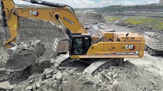 Caterpillar 395 Excavator Loading Trucks With Two Passes  Sotiriadis Mining Works  4k [upl. by Ahseekan307]