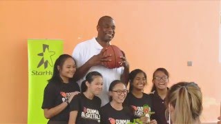 Dikembe Mutombo visits Dunman Secondary [upl. by Siegler307]