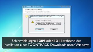 Fehler 1309 und 1311 bei Toontrack Download Installation unter Windows [upl. by Einahpts]