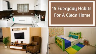 15 Everyday Habits For A Clean Home  Tips For Keeping Home Clean [upl. by Damalus]