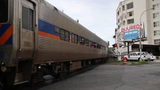 MTA Long Island Railroad train 664 passing the Borden Ave railroad crossing [upl. by Hallagan123]