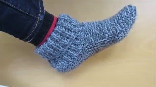 Knitting adult size slippers with a french accent  Beginners [upl. by Akinor715]