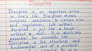 Write a short essay on Discipline  Essay writing  English [upl. by Nahtnoj324]