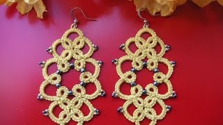 10 TUTORIAL ORECCHINI CHIACCHIERINO AD AGO EARRINGS NEEDLE TATTING Frivolitè Encaje фриволите [upl. by Darrow418]