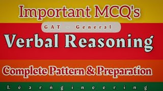 Verbal Reasoning Part 1 GAT General preparation Mcqs [upl. by Isyad143]