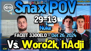 CS2 POV  Snax 2913 Facing Against Woro2k hAdji on Nuke  FACEIT 3300ELO  Oct 26 2024 [upl. by Nalyr]