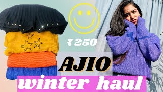 Ajio winter sweater haul 😍 Ajio winter wear Haul  Trendy amp Affordable sweater  try on haul haul [upl. by Paul]