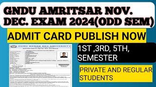 Gndu latest update Gndu December 2024 exam admit card download  Gndu admit card download [upl. by Newg]