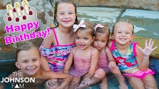 BIRTHDAY POOL PARTY 🎂 Teaching TWINS Taytum and Oakley How To Swim [upl. by Nobile]