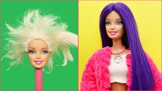 DIY Barbie Doll Purple Hairstyles Transformation Easy [upl. by Cathrin513]