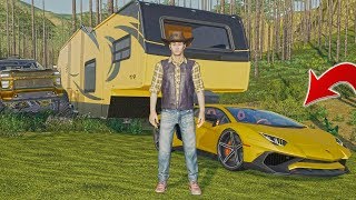 MR CHOW LAMBORGHINI CAMPING SETUP  MULTIPLAYER  FARMING SIMULATOR 2019 [upl. by Ahsykal365]