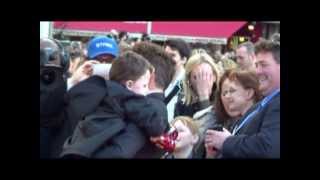 Robert Downey Jr being SO sweet with kid giving him a tour of Starks car  Iron Man 3 premiere [upl. by Harmonia]