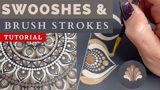 Swooshes amp Brush Strokes  Stepbystep Tutorial  Dot Art Mandala Painting [upl. by Nerrat436]