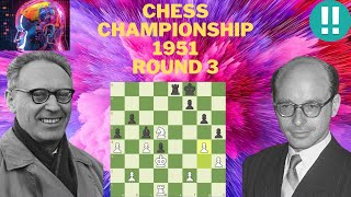 FIDE world chess championship 1951 round 3  Mikhail Botvinnik vs David Bronstein [upl. by Sisely]