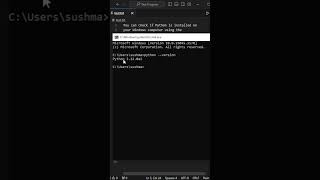 A Quick Python Installation Check on Windows using the Command Prompt shorts tutorial [upl. by Bilat]