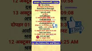 Dussehra Kab Hai 2024 Vijayadashmi 2024 Date  Dussehra 2024 Date Time Muhurat  दशहरा कब है [upl. by Lindsley]