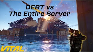 Rust ZERG The Entire Server vs DEBT CLAN on Vital 140 vs 30 Biggest Modded RAID  RAID CAM [upl. by Giltzow295]