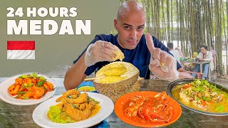 24 HOURS in MEDAN 🇮🇩 DURIAN  NOODLES  SEAFOOD  Indonesian street food in North Sumatra [upl. by Lumbye]