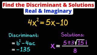 Find the Discriminant of a Quadratic Equation  Real amp Imaginary Solutions  Eat Pi [upl. by Daron857]