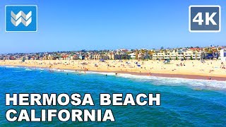 Walking around Hermosa Beach Pier in South Bay Los Angeles California Travel Guide 🎧 【4K】 [upl. by Ennaharas]