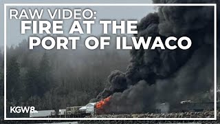 Ilwaco seafood processing facility catches fire  Raw video [upl. by Pennington]