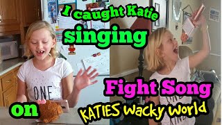 Katie singing fight song and didnt know I was recording shes so funny [upl. by Amii326]