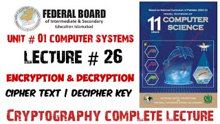 Lecture 26 cryptography Encryption decryption of data 1st year computer science chapter 01 [upl. by Martin]