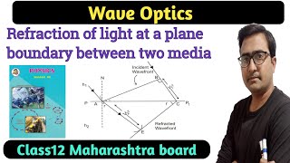 Refraction of light at a plane boundary between two media Wave optics Class 12 Maharashtra board [upl. by Leland]