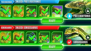 REWARD UNLOCKED PROTEROGYRINUS VS GORGOSAURUS  JURASSIC WORLD THE GAME [upl. by Leitnahs]