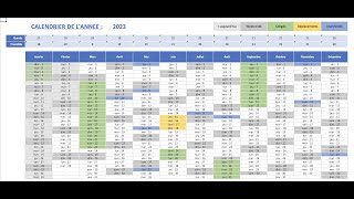 Créer un calendrier dynamique annuel 1  Tuto Excel [upl. by Bridie]