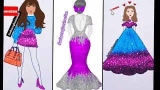 Best glitter dress with different shades of pinksudhacraftanimationglitter dress with animation [upl. by Briney]