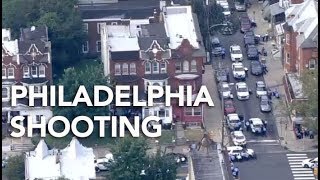 Chopper 6 shows scene where 6 police officers injured in Philadelphia shooting [upl. by Siclari575]