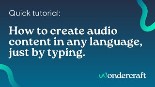 Quick tutorial How to start creating audio with Wondercraft [upl. by Araminta]