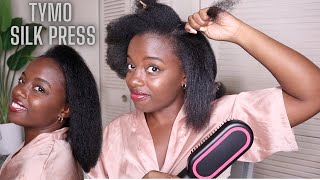 DIY Silk Press 4c hair WITHOUT flat iron  ft Tymo Brush [upl. by Lasser]