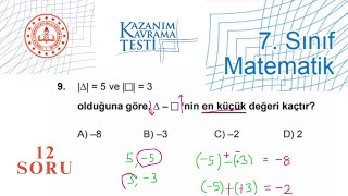 7 Sınıf Tam Sayılar MEB Kazanım Testi Soruları ve Çözümleri [upl. by Aneehsal]