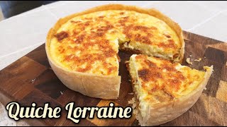 Quiche Lorraine recipe  How to make a quiche with flakey pastry and no SOGGY BOTTOM [upl. by Nonac]