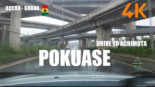 Pokuase To Achimota Road Drive Accra Ghana 4K UHD [upl. by Dlawso]