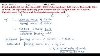 06 mL of acetic acid CH3COOH having density 106 gmL is dissolved in 1 litre of water [upl. by Port508]