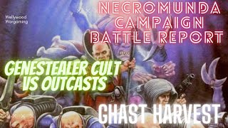 Outcasts vs Genestealer Cult  Ghast Harvest  Necromunda Battle Report [upl. by Griffiths]