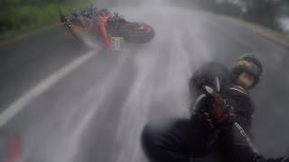 Motorcyclist Saves Girlfriend after Crash in Rain [upl. by Chow692]