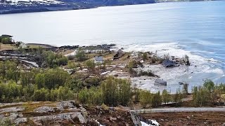 Landslide sweeps Norway homes into the sea [upl. by Davena703]