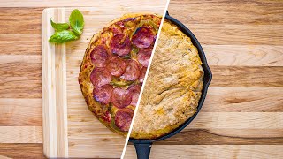 Upside Down One Pan Pizza Recipe for Beginners Homemade Upside Down Pizza [upl. by Lynelle]