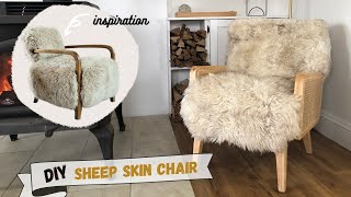 DIY Scandinavian Sheepskin Chair Restoration Hardware  Lone Fox Inspired [upl. by Groeg]