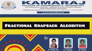 Fractional Knapsack Algorithm Tamil [upl. by Onyx]