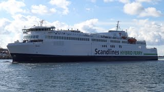 4K  Maiden call New Scandlines Ferry BERLIN at Rostock after 4 years delay [upl. by Narib440]