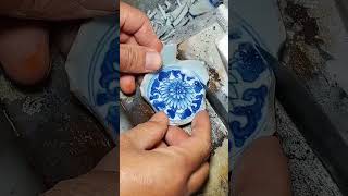 Blueandwhite porcelain grinding process [upl. by Ynnavoeg]